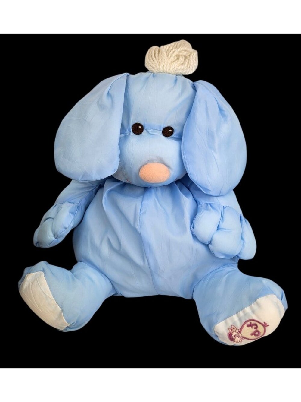 Vintage Fisher Price Puffalump Blue Puppy Dog Nylon Stuffed Plush 1986